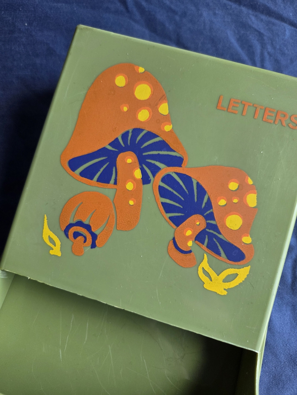 RARE Vintage 70s Groovy Mushroom Memo Mail Key Note Letter Holder Green & Orange - Picture 10 of 11